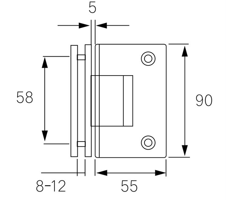 H3004 Spring Glass Hinge - Glass To Glass 90°